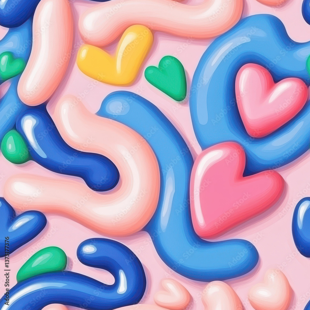 Cozy pink wave art with hearts, perfect for digital prints and wallpapers. A stunning seamless pattern to enhance your space. Cozy pink wave art with hearts, perfect for digital prints and wallpapers. A stunning seamless pattern to enhance your space.