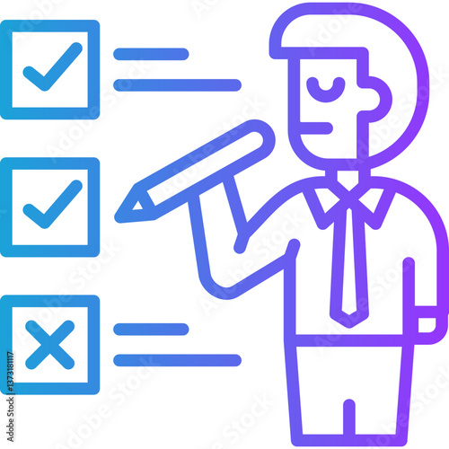 List Of Skills line gradient icon