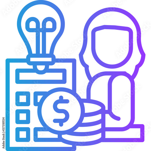 Calculating Of Skills line gradient icon