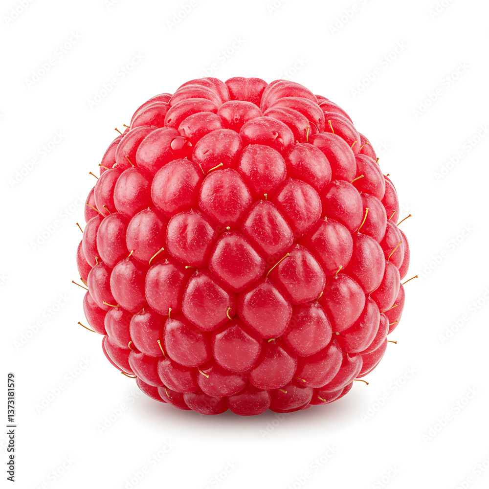 Juicy Red Raspberry A Close-Up Photo of a Single, Ripe Berry Juicy Red Raspberry A Close-Up Photo of a Single, Ripe Berry