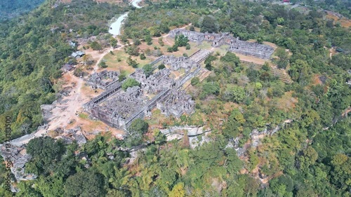 Aerial view Preah Vihear, Cambodia Jungle, breathtaking nature in this stunning aerial video