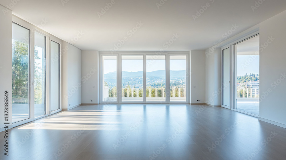 Empty Modern Room with Scenic View Empty Modern Room with Scenic View