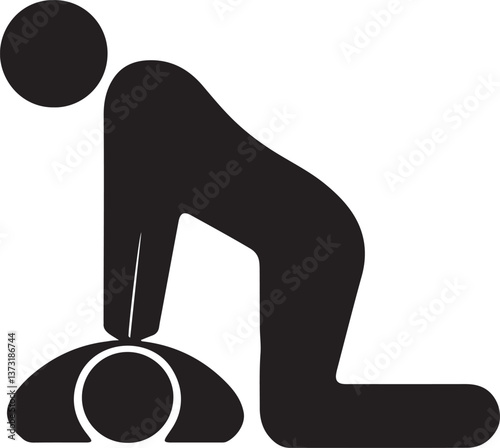 An illustration of a stick figure performing CPR by pressing on the chest