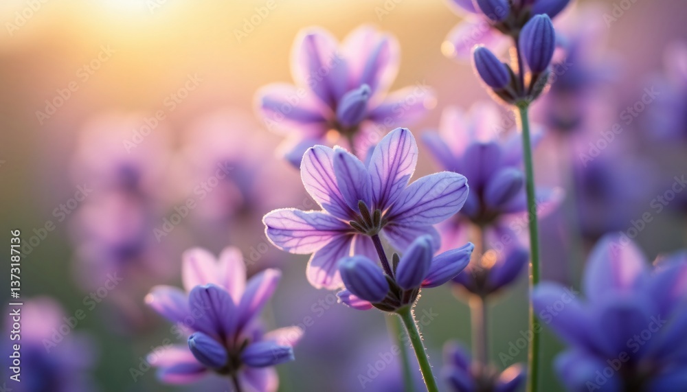 Golden Hour Lavender Bloom Close-Up: Delicate Petals & Soft Light Golden Hour Lavender Bloom Close-Up: Delicate Petals & Soft Light