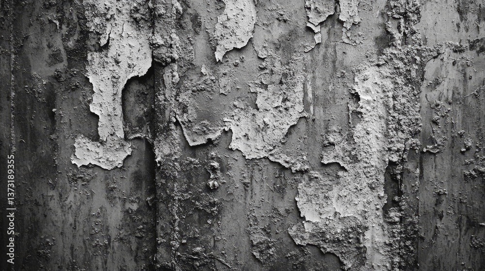 Fototapeta premium Corroded metal surface with grungy industrial texture in grayscale. Monochrome industrial background