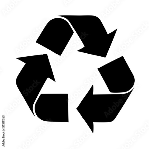 Recycling Symbol: A simple yet powerful image, the universally recognized recycling symbol, rendered in stark black against a clean backdrop.