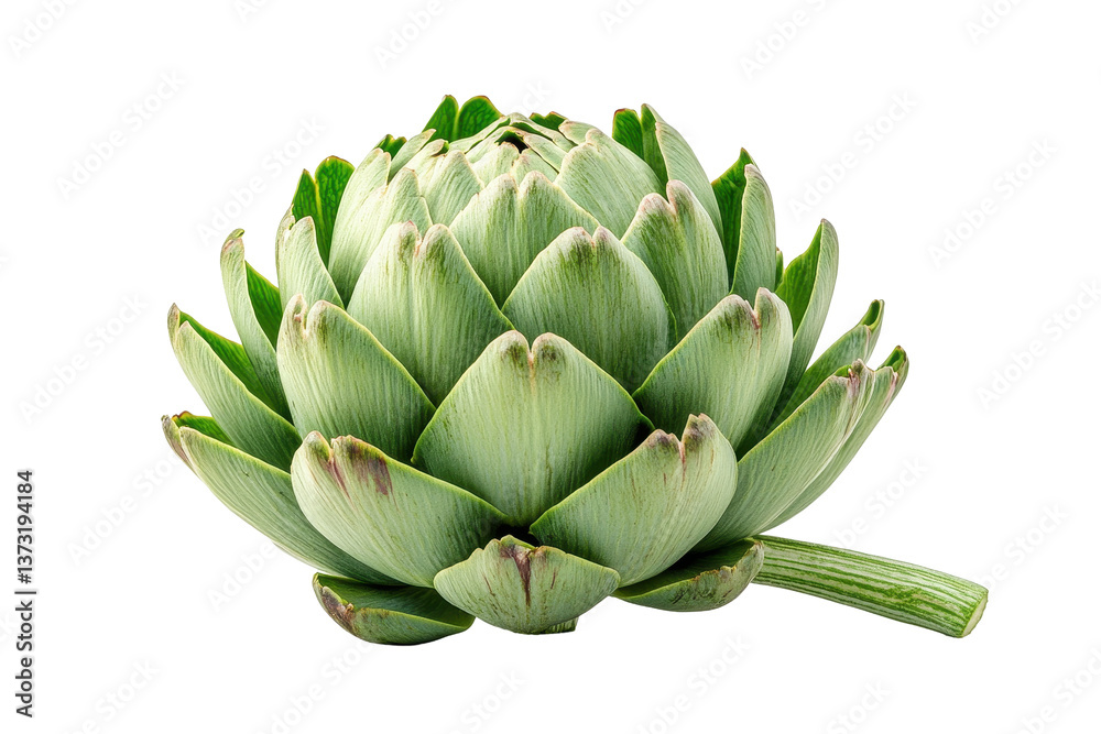 Fresh and vibrant artichoke with lush green leaves, showcasing its natural beauty against a transparent background for culinary designs and healthy recipes Fresh and vibrant artichoke with lush green leaves, showcasing its natural beauty against a transparent background for culinary designs and healthy recipes