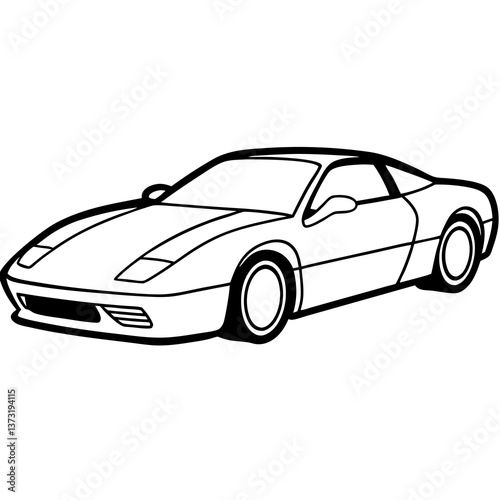 Black Sports Car Vector Illustration with Shiny Chrome and Classic Design