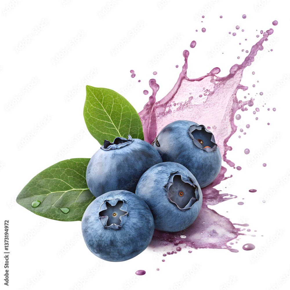 Obraz premium blue berry with juice splash, without background