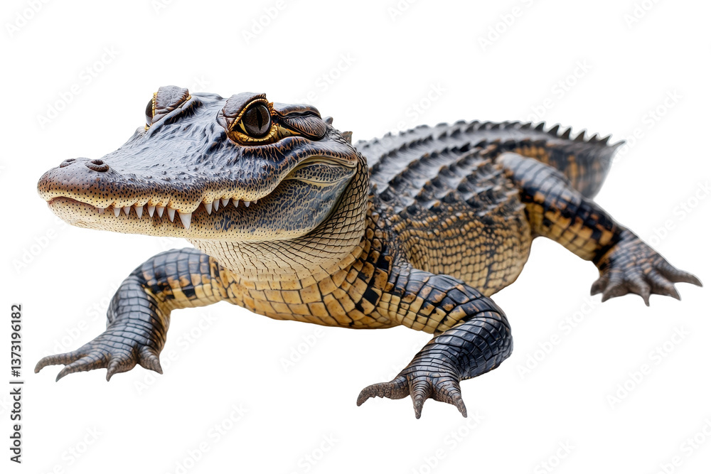 Realistic vector illustration of a crocodile on a transparent background showcasing intricate details of its scales and features Realistic vector illustration of a crocodile on a transparent background showcasing intricate details of its scales and features