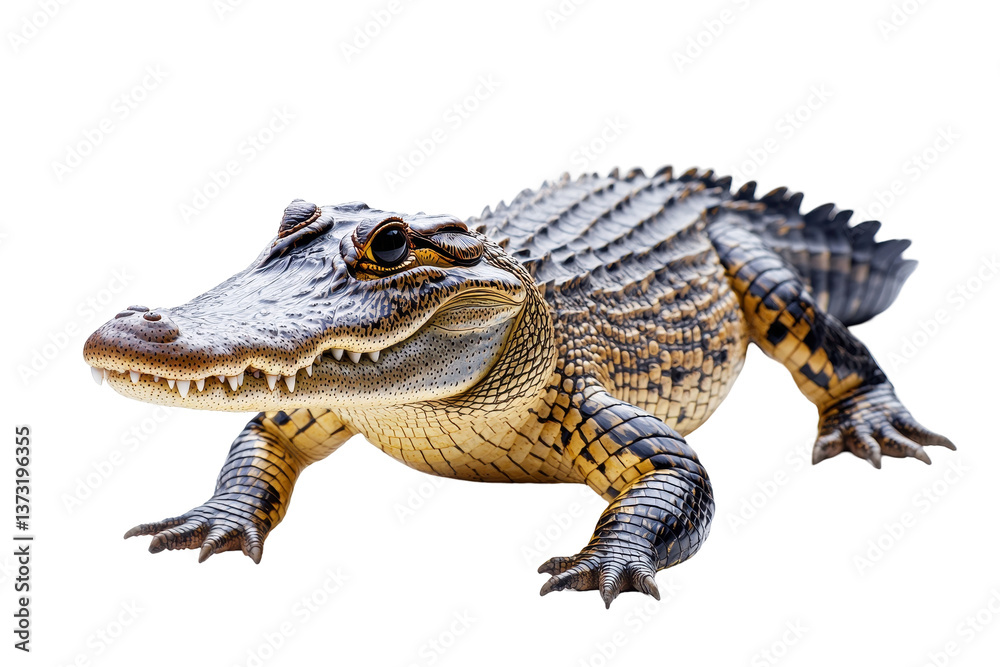 Realistic vector illustration of a crocodile on a transparent background showcasing intricate details of its scales and features Realistic vector illustration of a crocodile on a transparent background showcasing intricate details of its scales and features
