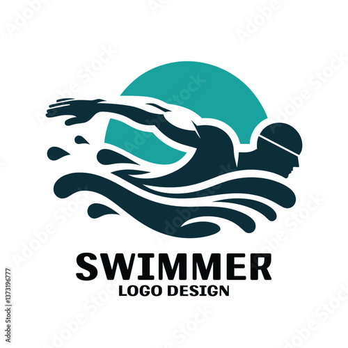 Swimmer Vector Logo Design