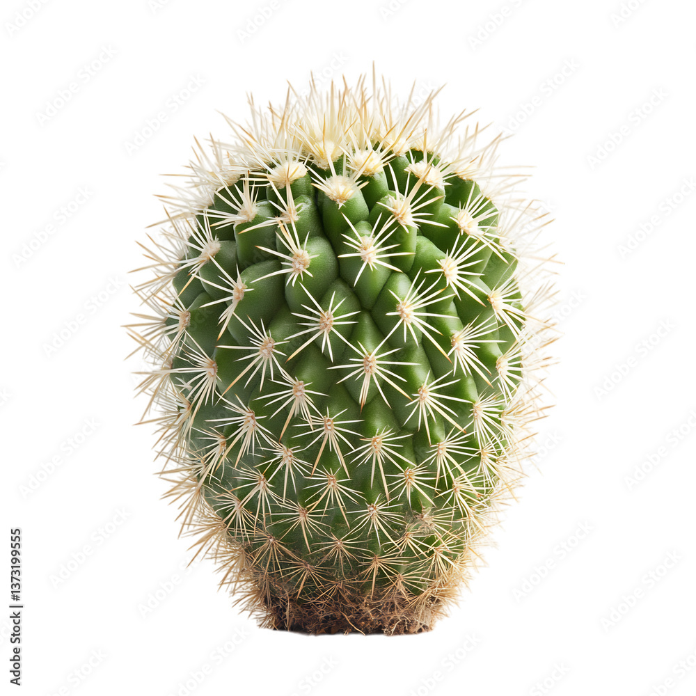 Single Old Man Cactus with White Spines Isolated on Transparent Background Single Old Man Cactus with White Spines Isolated on Transparent Background