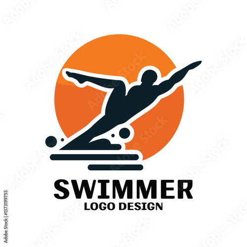 Swimmer Vector Logo Design