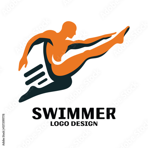 Swimmer Vector Logo Design