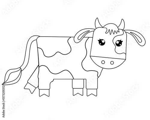 Bull - symbol 2021 - linear, stylized vector illustration for coloring. Calf - a cute picture for a children's coloring book. Outline.	