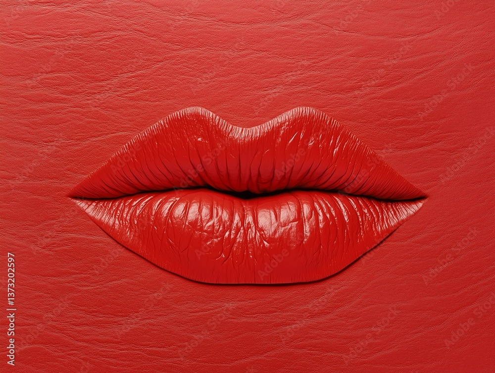 close up red lips on red background close up red lips on red background