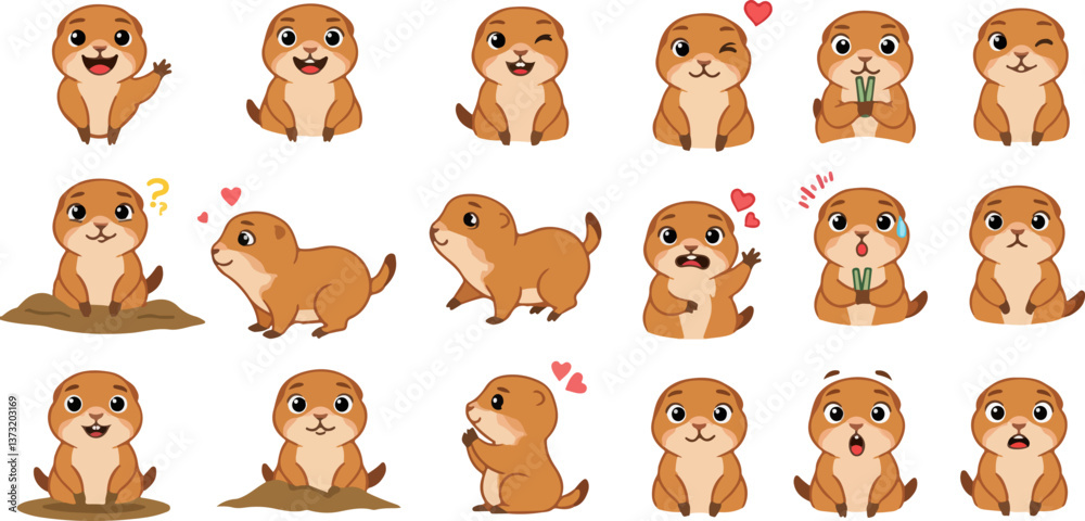 Obraz premium set of funny Prairie Dog