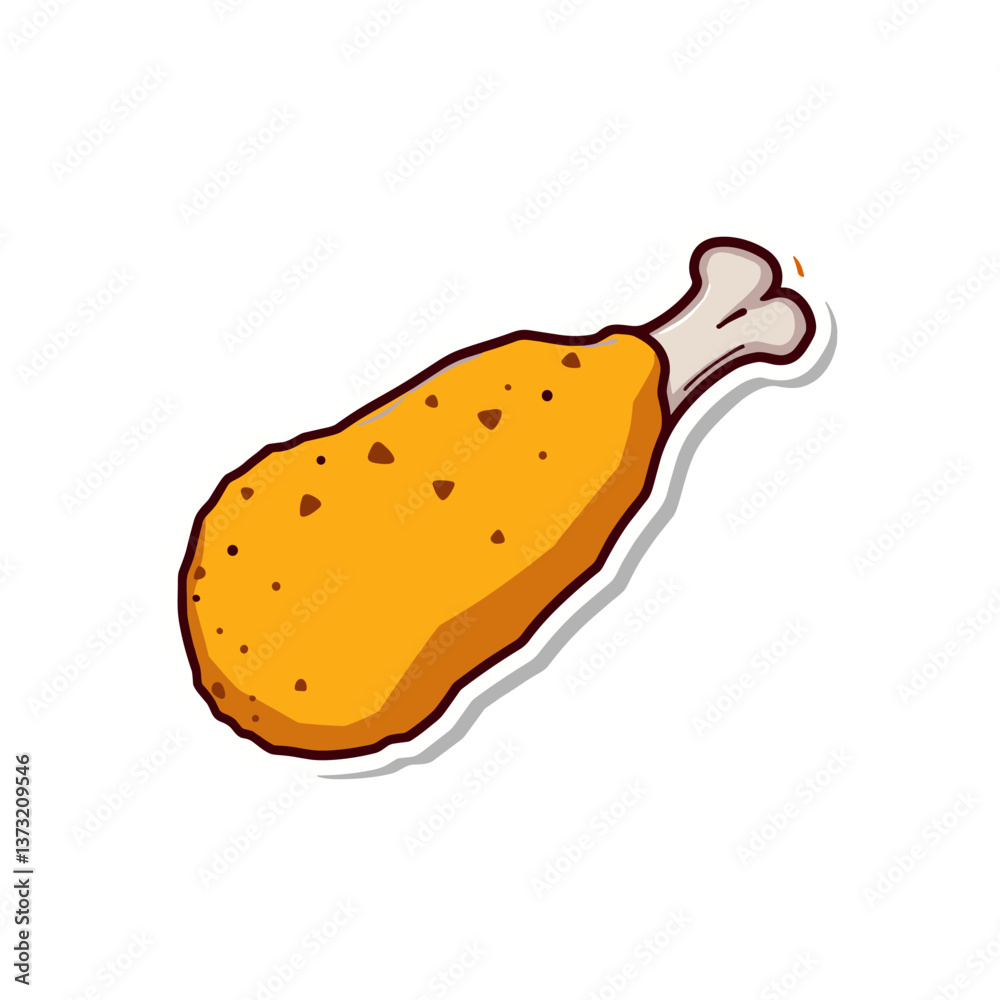 Vector Illustration of a Crispy Breaded Chicken Drumstick Vector Illustration of a Crispy Breaded Chicken Drumstick