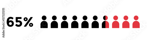 65% infographic percent icon. Person business voting statistic concept