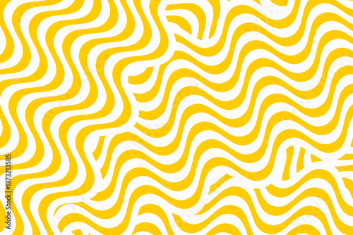 Wavy yellow lines. Ramen, pasta or noodle pattern. Spaghetti, tagliatelle or capellini background. Traditional Italian, Chinese of Japan food print. Vector flat illustration.