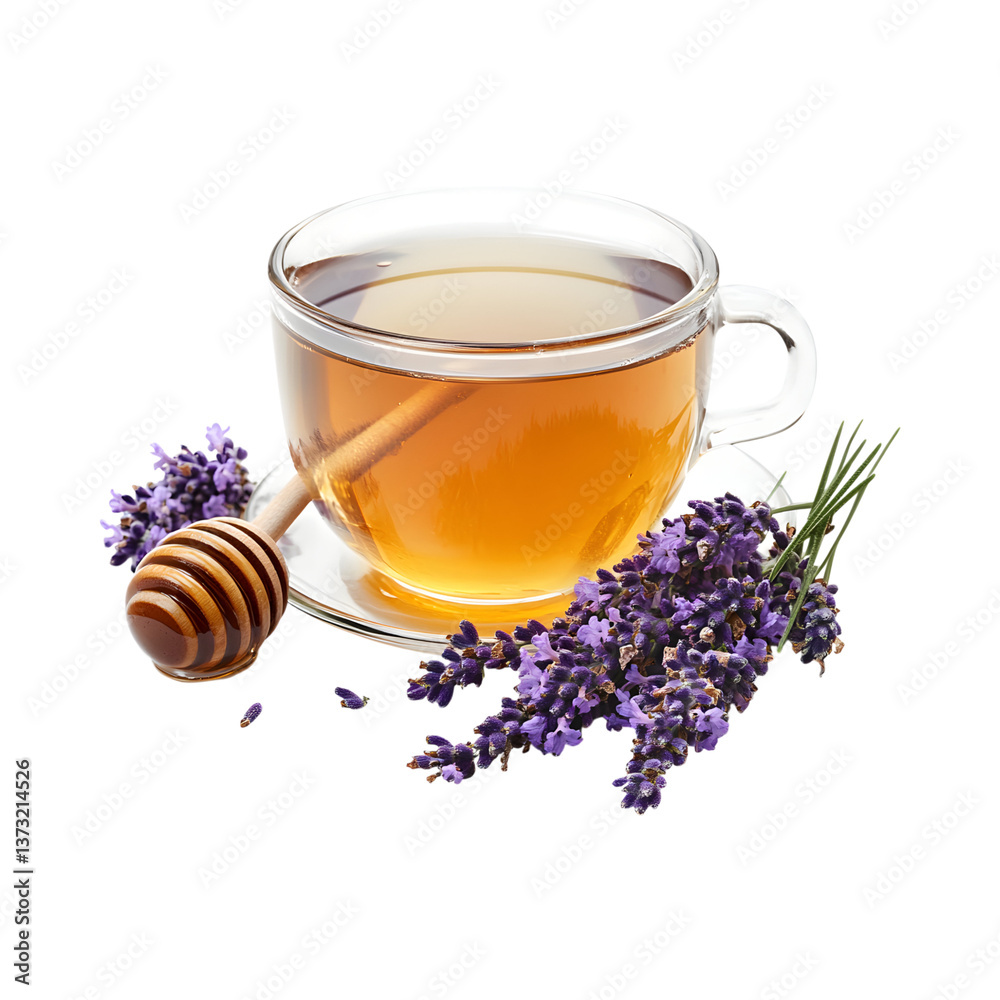 Lavender Honey Tea Isolated on Transparent Background Lavender Honey Tea Isolated on Transparent Background