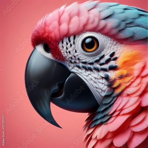 close up of a pink parrot