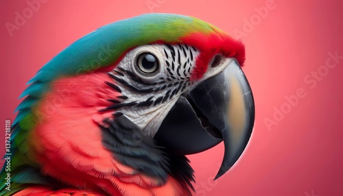 close up of a pink parrot