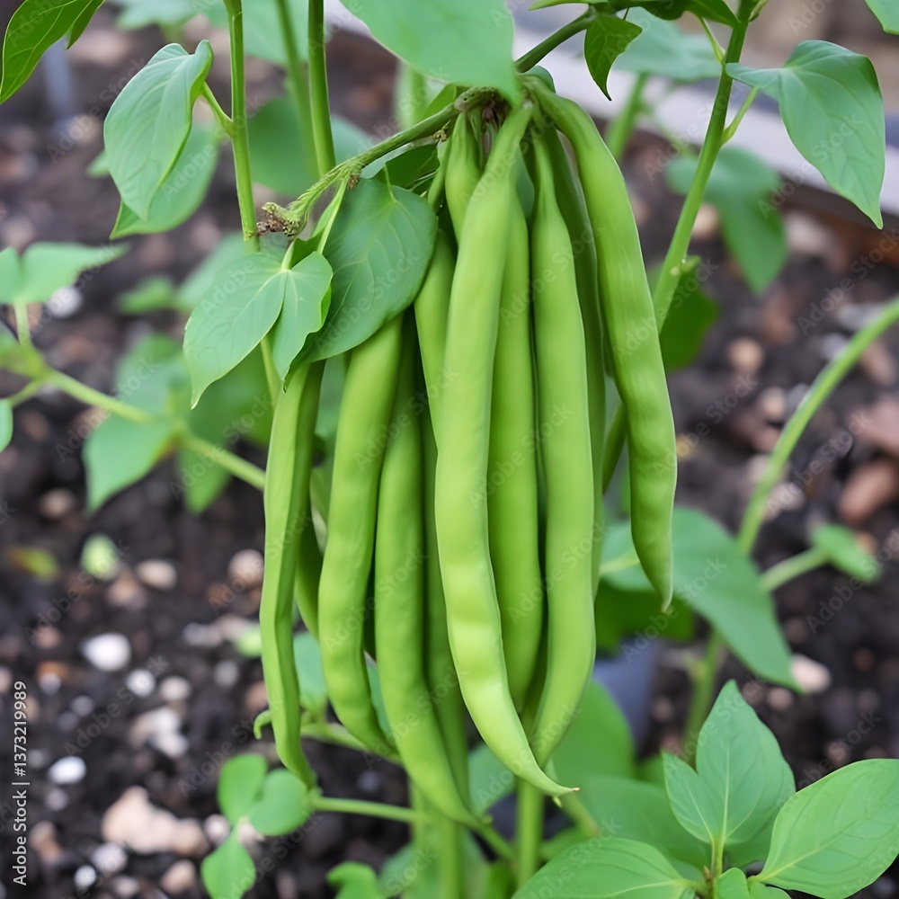 Beans growing in the garden. Beans growing in the garden.