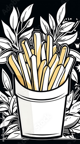French Fries with Floral Design, and Food Art.