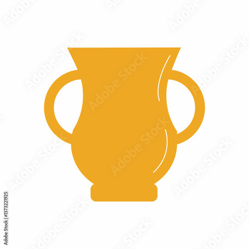 Yellow clay vase on white background. illustration on pottery.