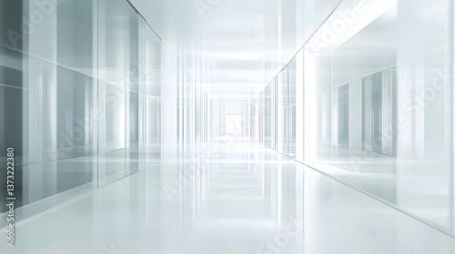 Wallpaper Mural Modern architectural hallway design futuristic building digital environment bright lighting minimalist aesthetic Torontodigital.ca