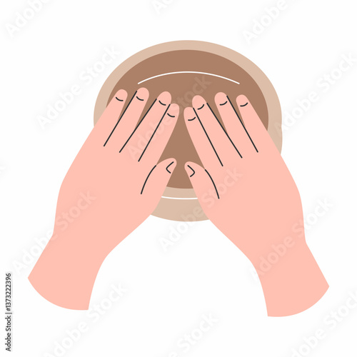 Hands sculpt clay pot. illustration on pottery.