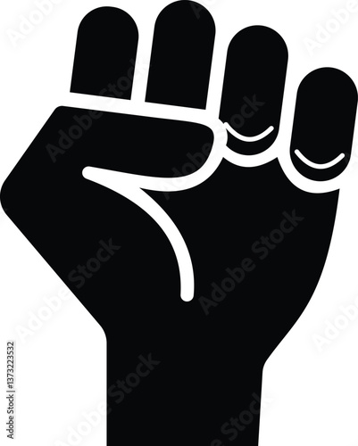 Raised fist icon , strength, power and solidarity flat   icon, for apps and websites , black design