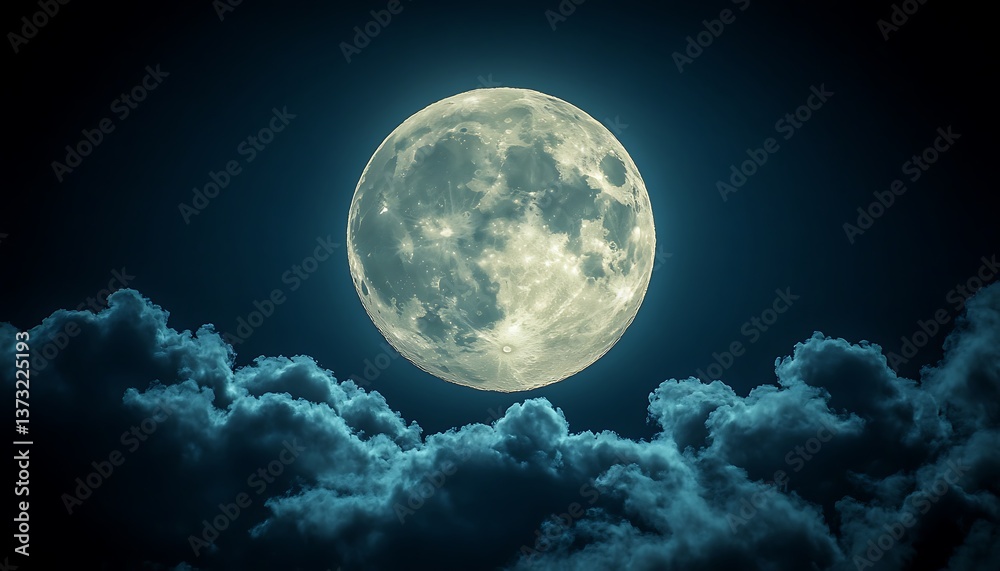 Full Moon Night Sky Cloudscape. Full Moon Night Sky Cloudscape.