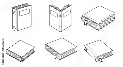 Book Collection in Illustration: A collection of various books, portrayed in a simple, clean illustration. This collection showcases the beauty and diversity of literature through artistic expression.