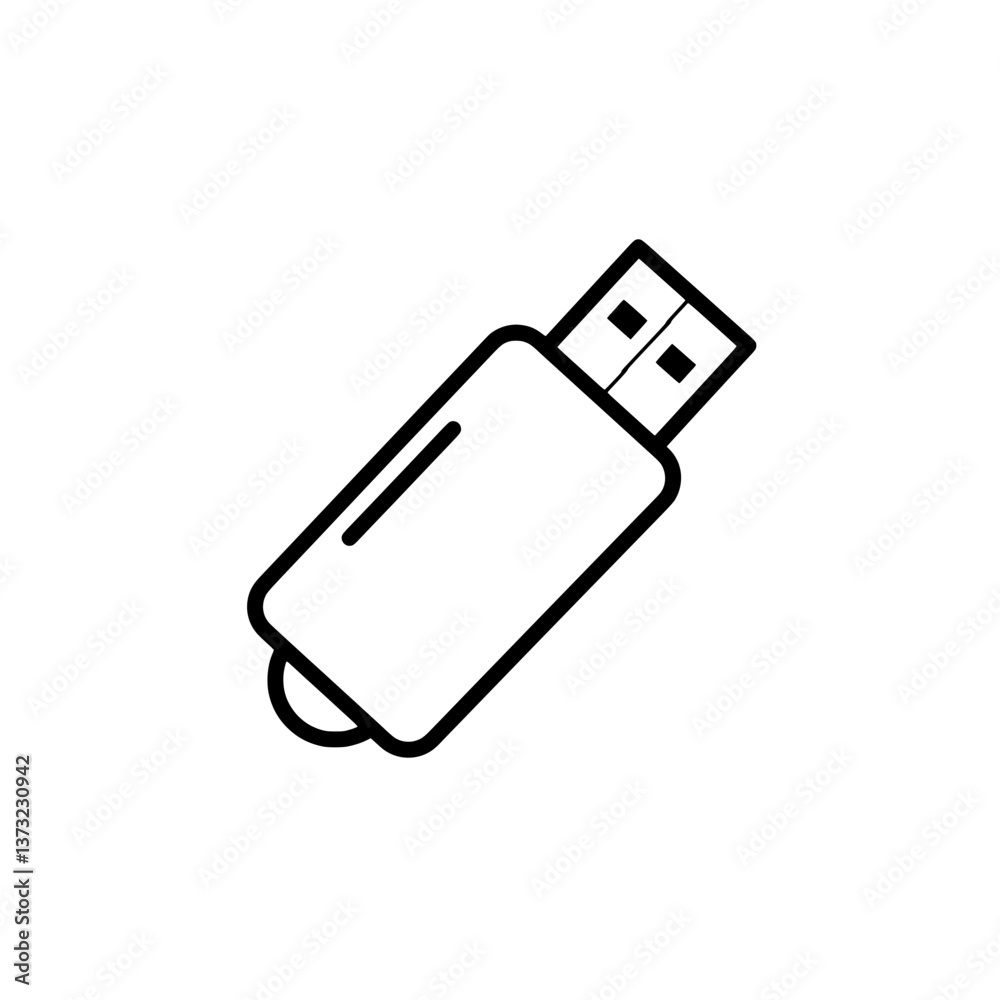 Data Storage Device: A close-up image showcases a sleek data storage device. A minimalist illustration in black and white. Data Storage Device: A close-up image showcases a sleek data storage device. A minimalist illustration in black and white.