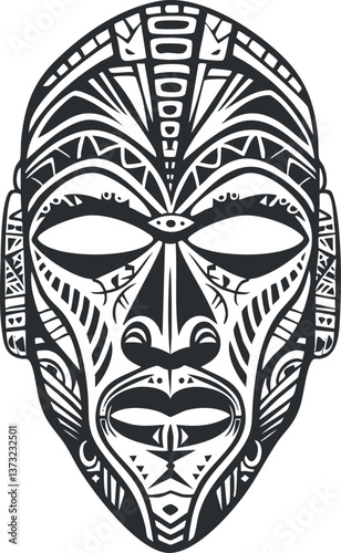 Intricate tribal mask vector illustration for cultural and artistic designs.
