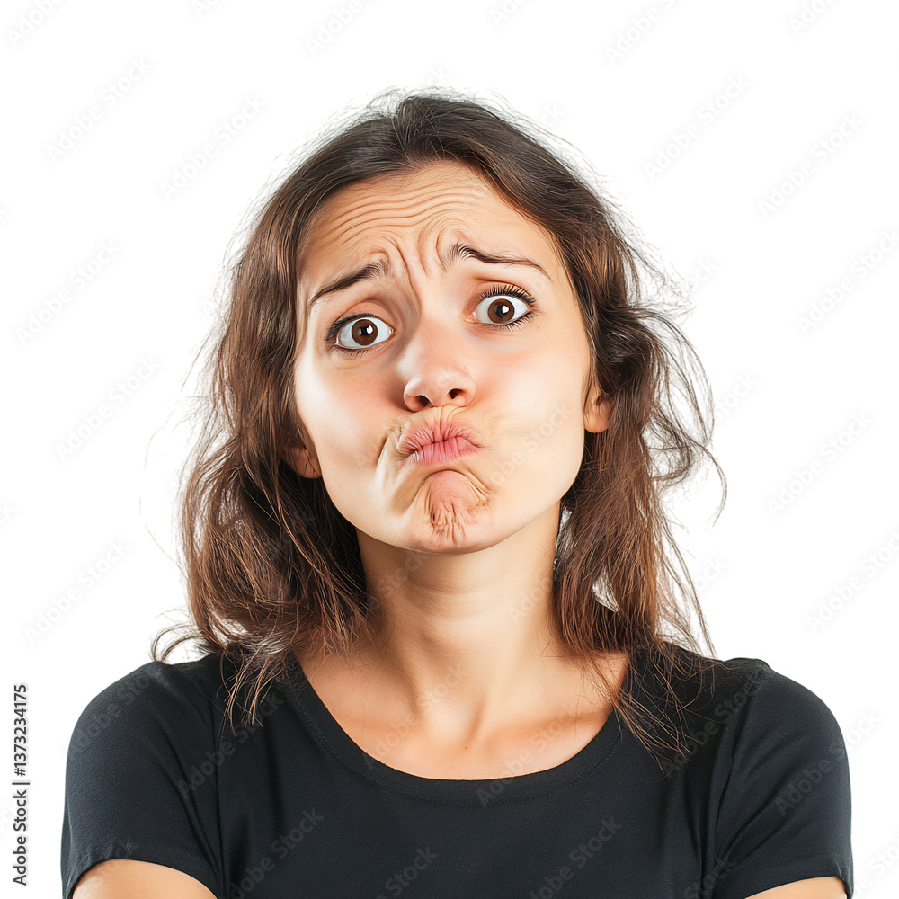 A Woman Making a Funny Face with Hands Isolated on Transparent Background A Woman Making a Funny Face with Hands Isolated on Transparent Background
