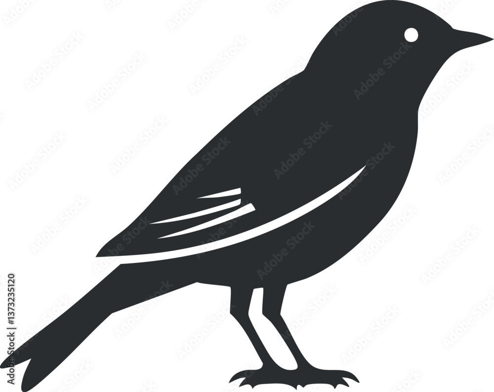 Fototapeta premium Simple black bird silhouette vector illustration for design and decoration purposes.