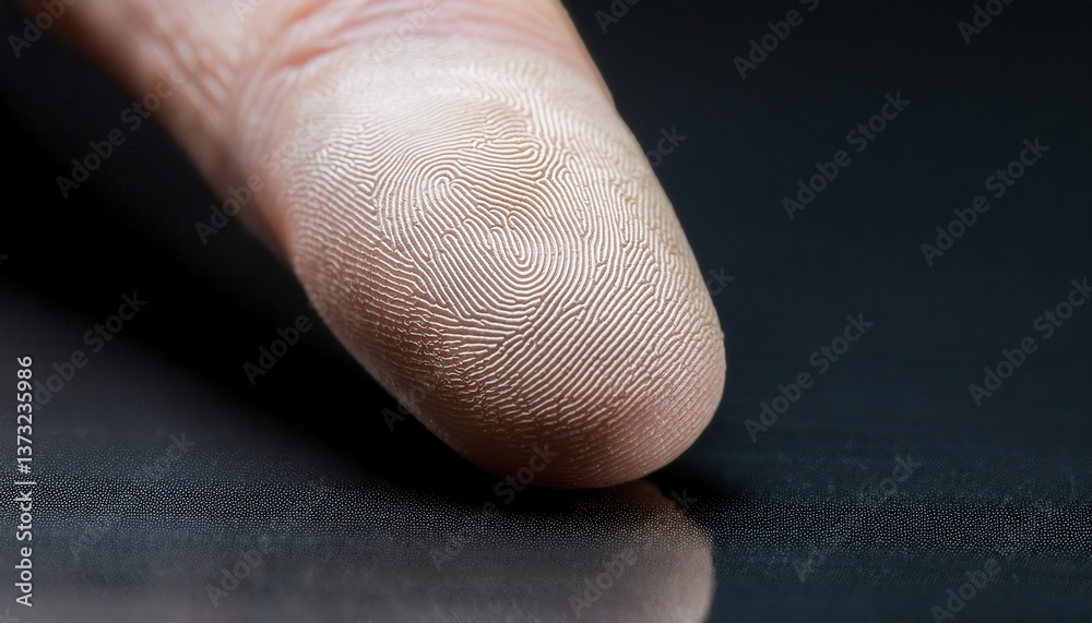 Fototapeta premium Unique White Fingerprint on Smooth Black Surface