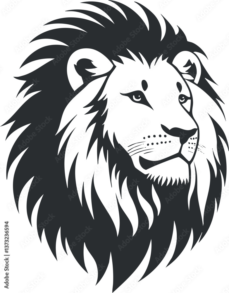 Fototapeta premium Majestic lion illustration with detailed mane, perfect for logos or artistic designs.