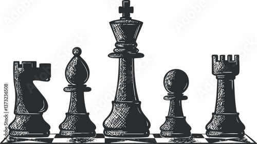 Vector illustration of chess pieces for strategy games and intellectual challenges.