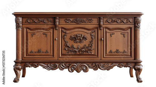 antique wooden cabinet , wooden chest , furniture isolated on white background , transparent png 