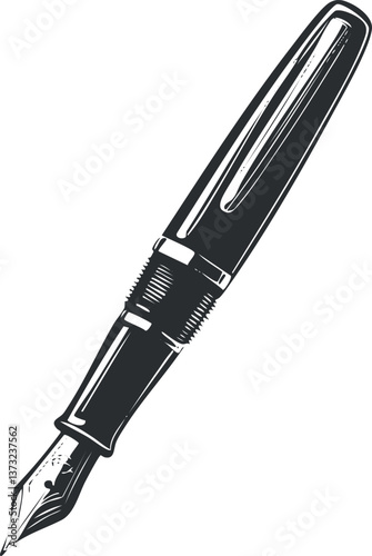 Elegant fountain pen illustration for stationery and writing-themed designs.