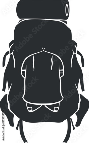 Silhouette of a hiking backpack for outdoor adventure and camping activities.