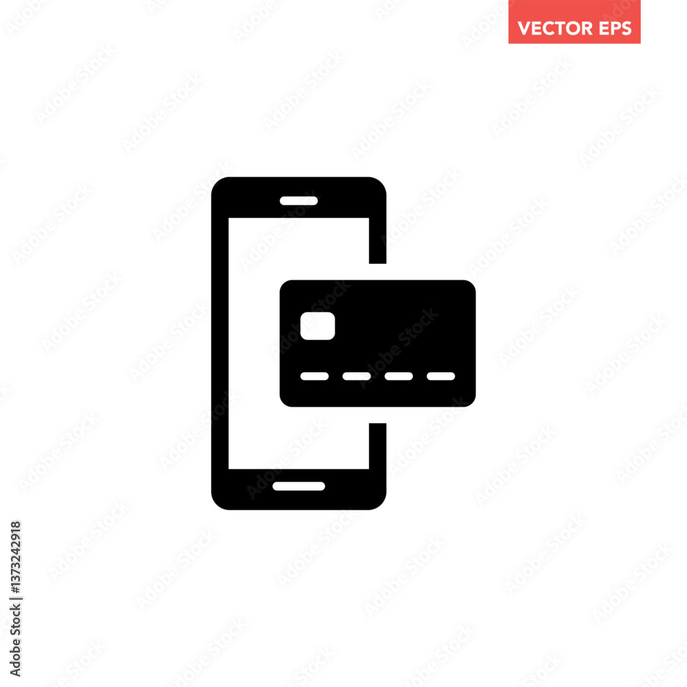 Black single mobile payment glyph icon, simple banking transaction by phone flat design infographic pictogram vector, for app logo web button ui ux interface elements isolated on white background Black single mobile payment glyph icon, simple banking transaction by phone flat design infographic pictogram vector, for app logo web button ui ux interface elements isolated on white background