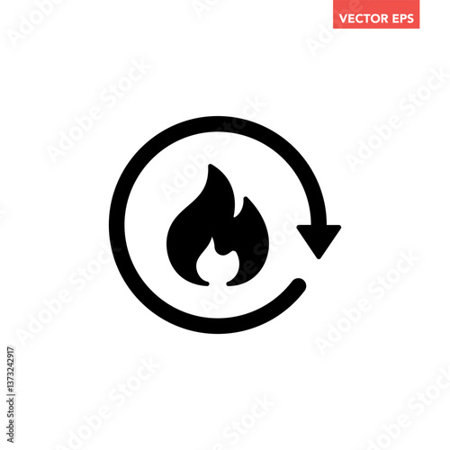 Black single metabolism icon, simple organism reaction conversion circle flat design pictogram vector for app logo ads web webpage button ui ux interface elements isolated on white background