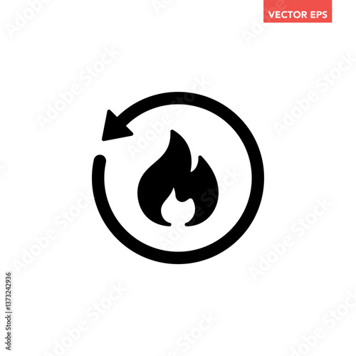 Black single metabolism icon, simple organism reaction conversion circle flat design pictogram vector for app logo ads web webpage button ui ux interface elements isolated on white background