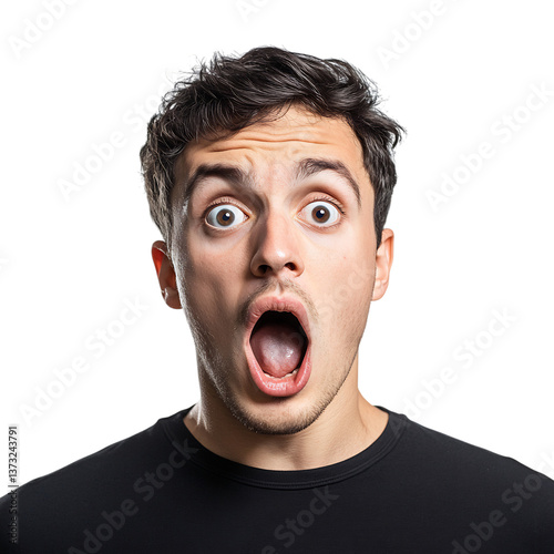 Man with Surprised Expression Isolated on Transparent Background